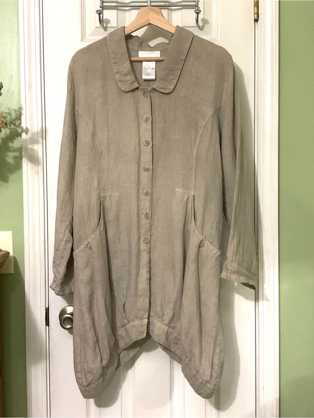 Cannisse Linen Women's Large Tunic Top Jacket Italian Lagenlook Boho Minimalist